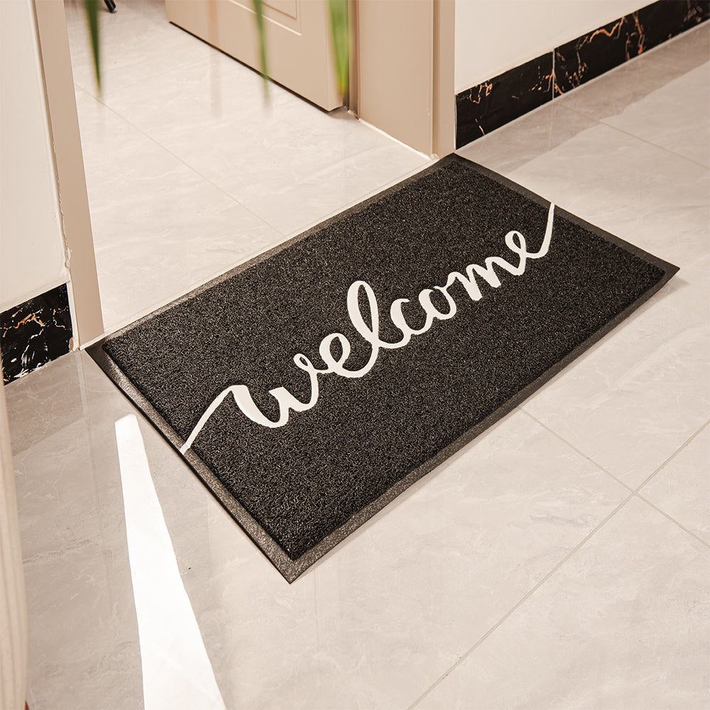 Welcome Printed PVC Surface Door Mat With Non-Slip PVC Backing