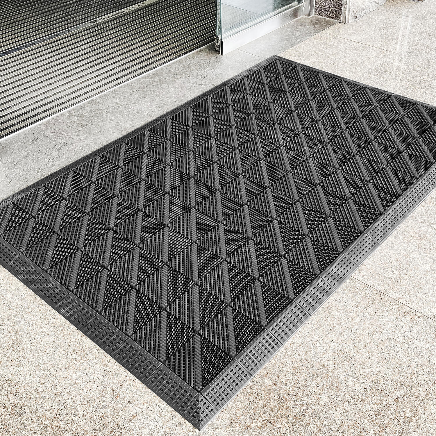 Outdoor Anti-Slip Dust Removal Interlocking Mat,3IN1-GRAY