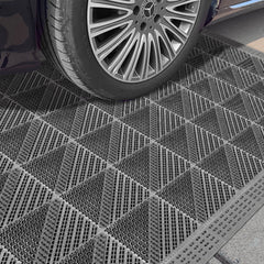 Outdoor Anti-Slip Dust Removal Interlocking Mat,3IN1-GRAY