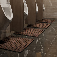 Brown Absorbent Quick-Drying Striped Urinal Mat