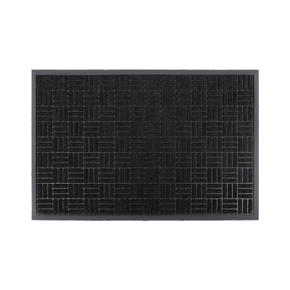 Black three stripes heavy duty front door mat