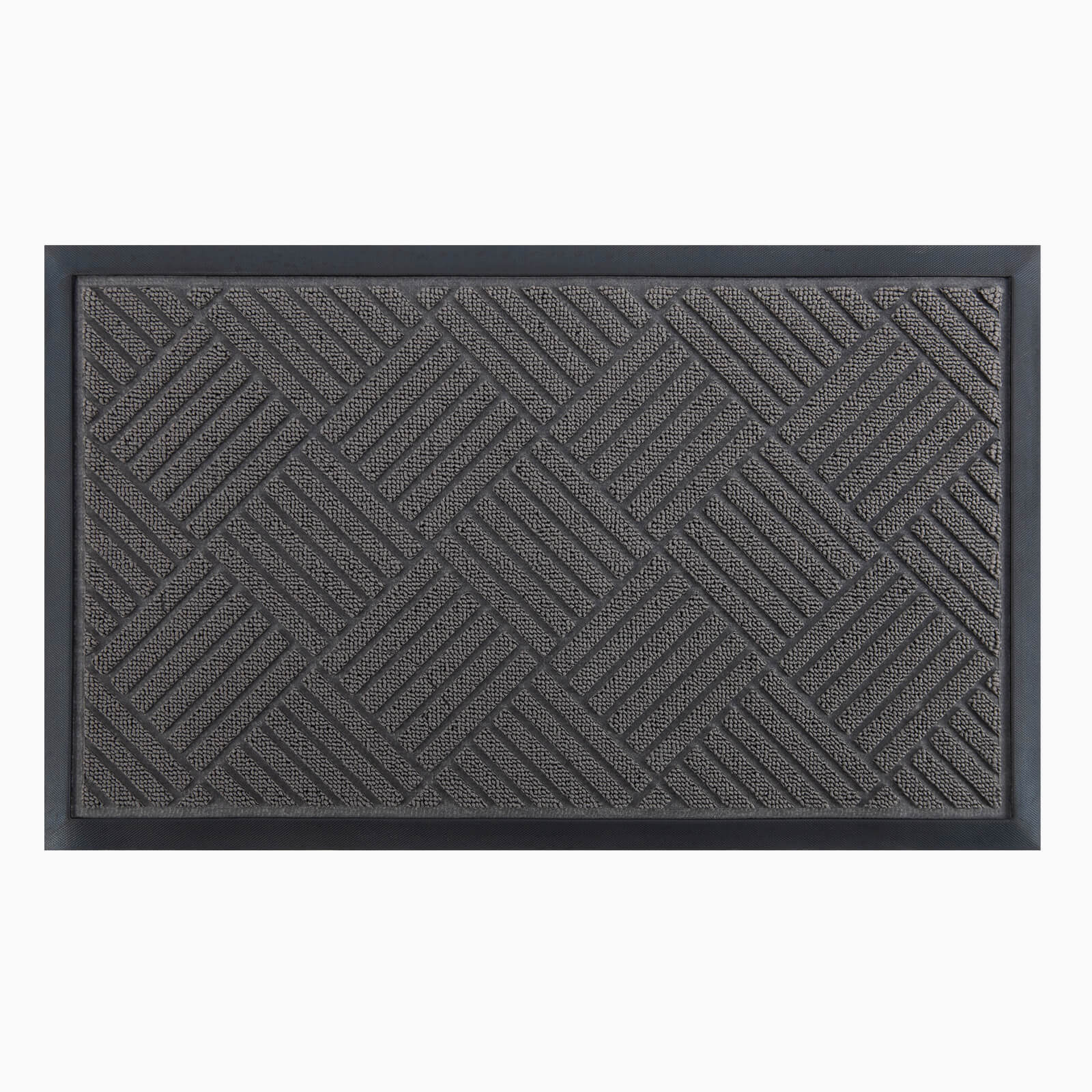 Gray indoor/outdoor diagonal stripe doormat