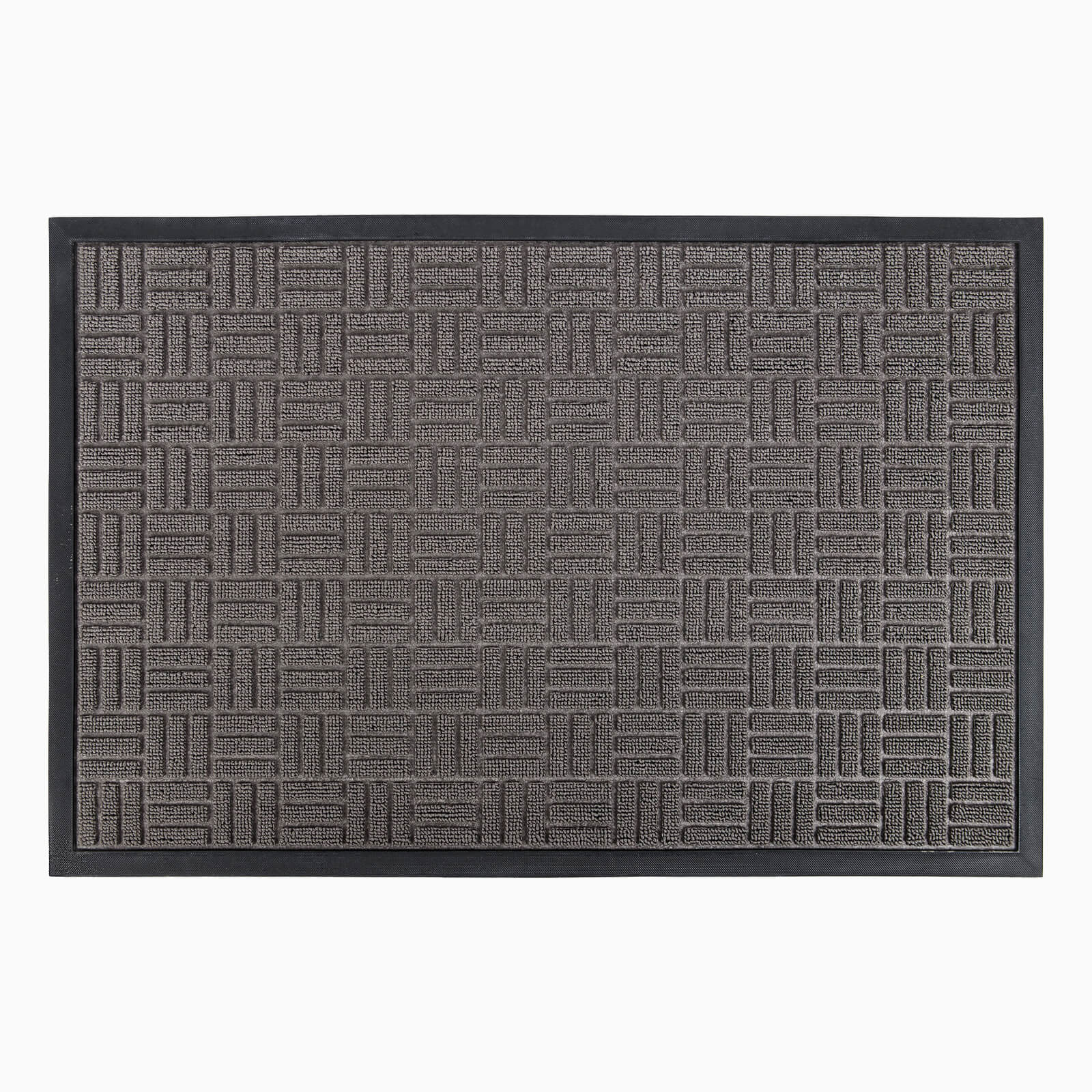 Gray indoor/outdoor three-stripe doormat