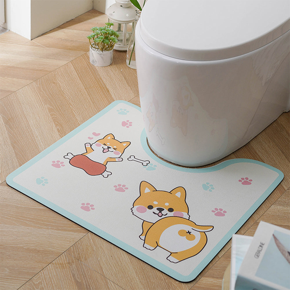 Non-Slip Dog Paw Print PVC Toilet Mat