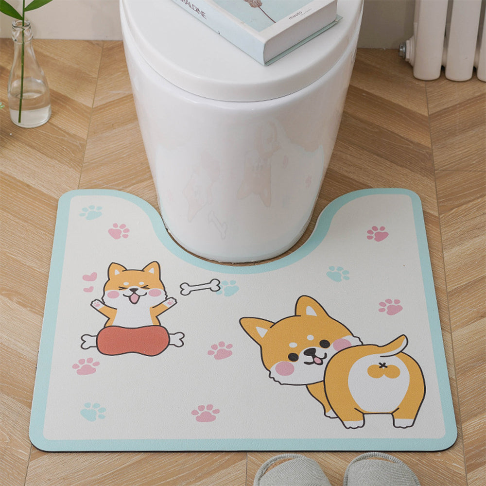 Non-Slip Dog Paw Print PVC Toilet Mat