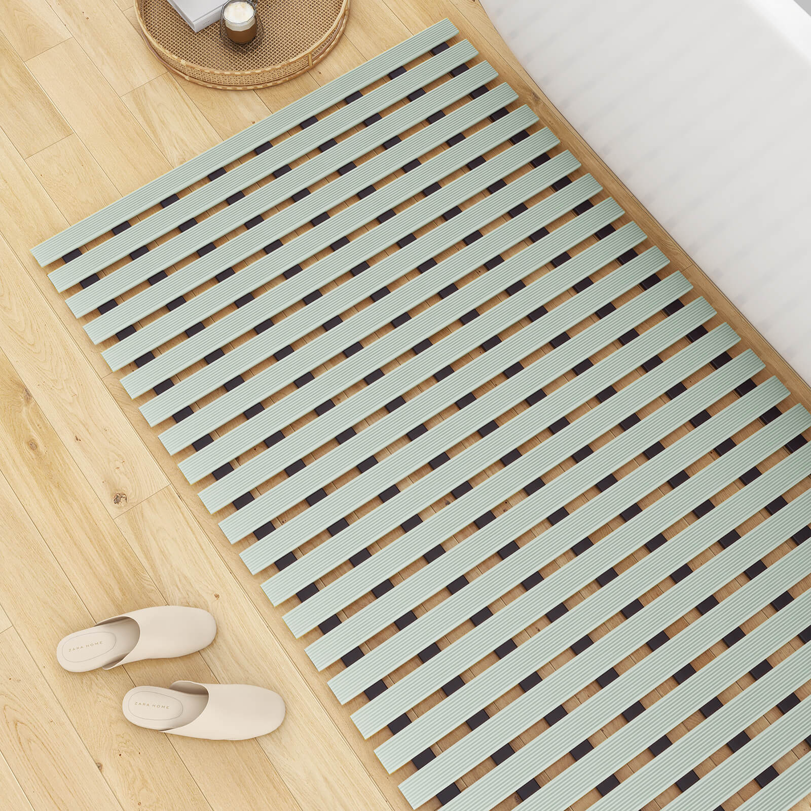 Non-Slip Bathtub Mat With Rubber Backing Display Picture Green