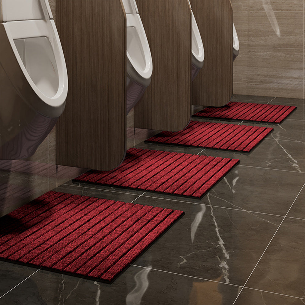 Red Absorbent Quick-Drying Striped Urinal Mat