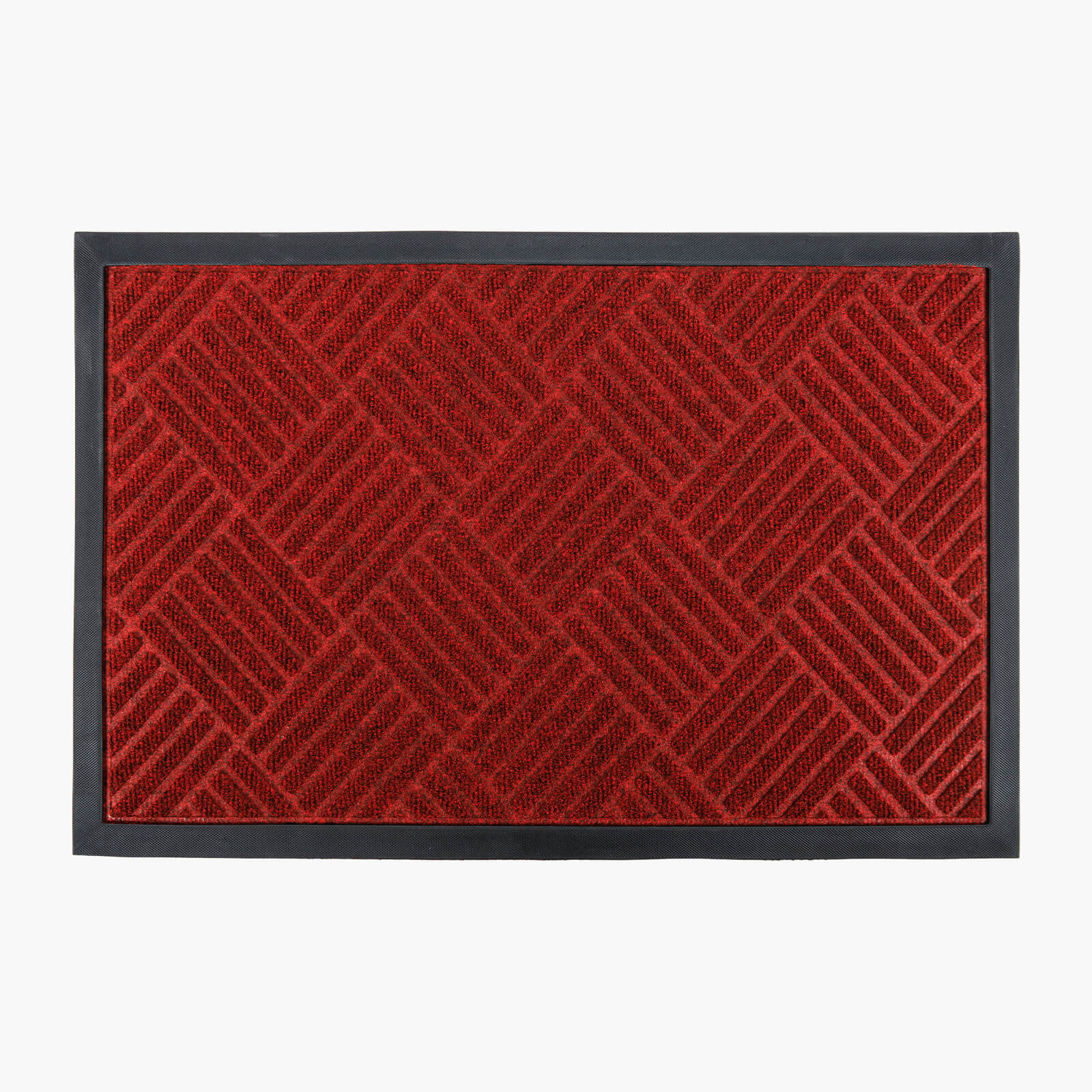 Soft Absorbent Striped Front Door Mat Red