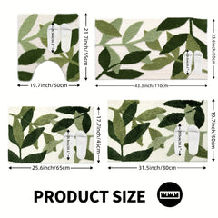 Soft & Absorbent Green Leaf Non-Slip Decorative Bathroom Mat