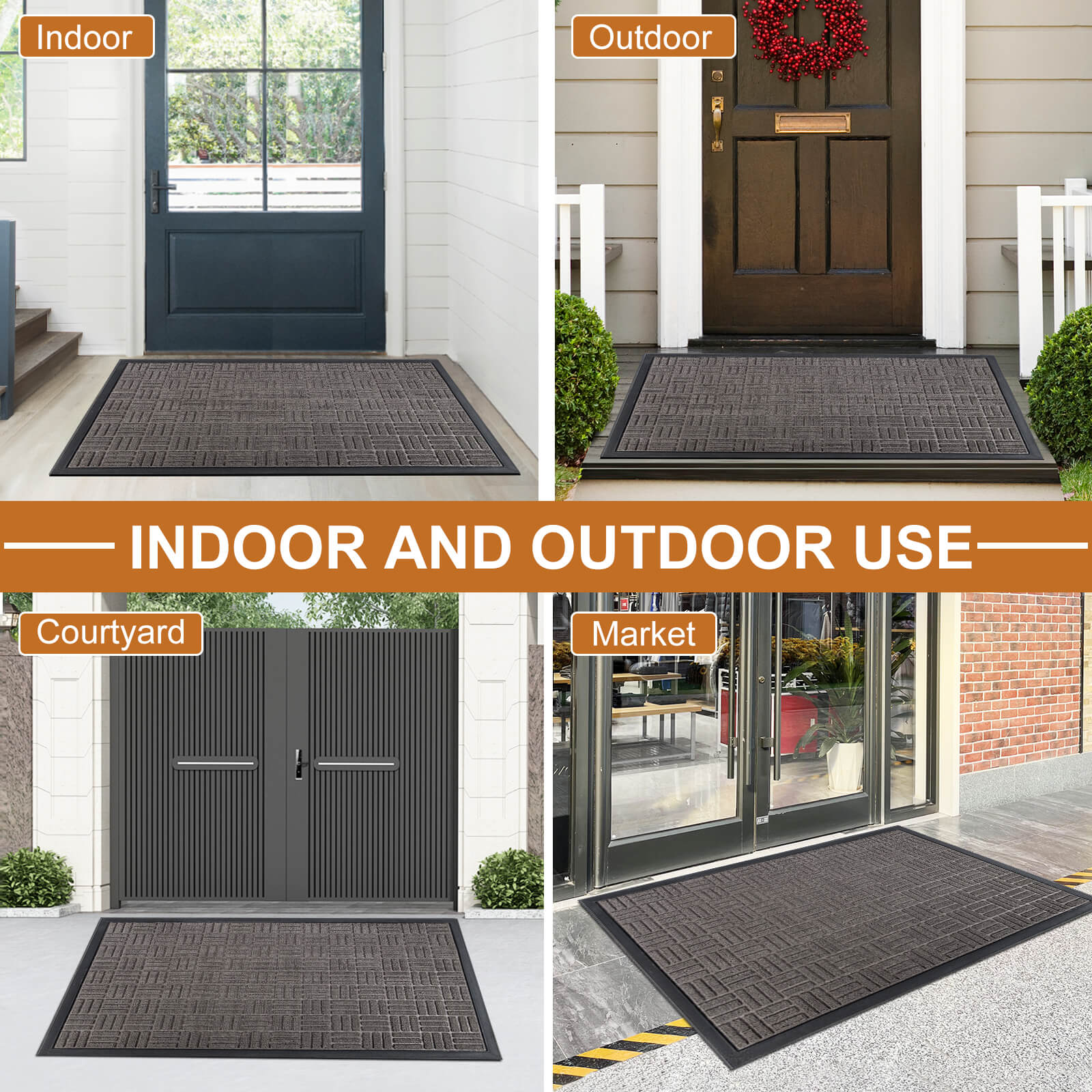 Grey Front Door Mat, Outdoor/Indoor Door Mat