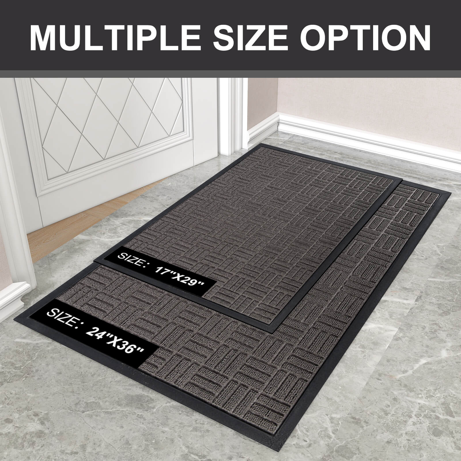 Grey Front Door Mat, Outdoor/Indoor Door Mat